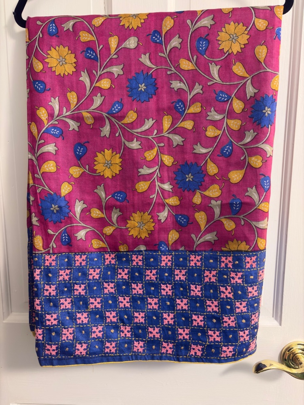 Floral Pink & Blue Printed Scarf